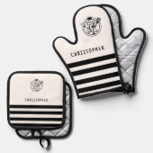 名前をカスタムするキングオブザグリルホワイト 鍋つかみ&鍋敷きセット (正面/裏面)