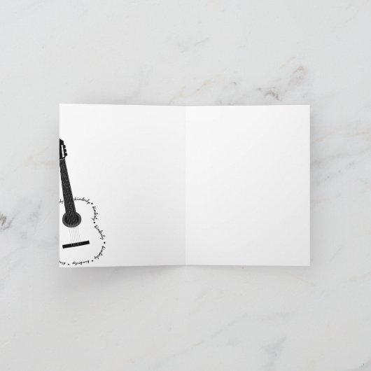 名前をカスタムするキンバリー-ギターはノート感謝していしています サンキューカード (内部)