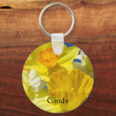 名前をカスタムするキーチェーンイエローダッフォディル花 キーホルダー (正面)