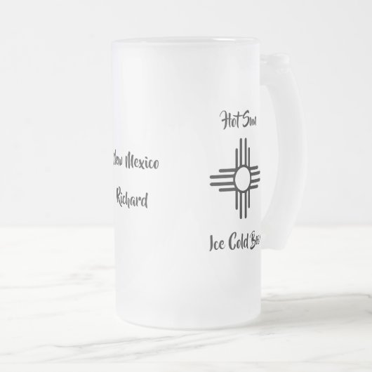 名前をカスタムするギフトニューメキシコZia Sun フロストグラスビールジョッキ (正面右)
