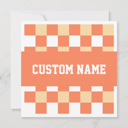 名前をカスタムするギンガムパターン 招待状 (正面)