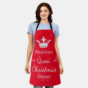 名前をカスタムするクイーンオブクリスマスディナー エプロン