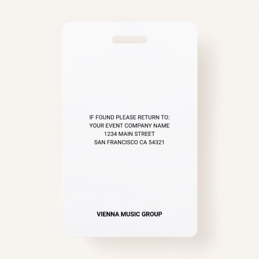 名前をカスタムするクラシカル音楽コンペティションイベントバッジ バッジ (裏面)