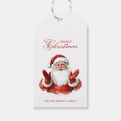 名前をカスタムするクラシックサンタクロースメリークリスマス ギフトタグ (正面)