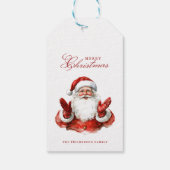 名前をカスタムするクラシックサンタクロースメリークリスマス ギフトタグ (裏面)