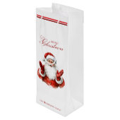名前をカスタムするクラシックサンタクロースメリークリスマス ワインギフトバッグ (裏面アングル)