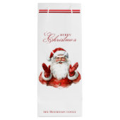 名前をカスタムするクラシックサンタクロースメリークリスマス ワインギフトバッグ (裏面)