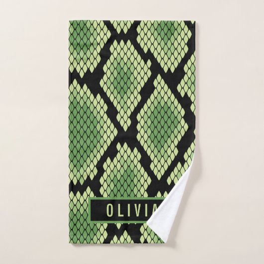 名前をカスタムするクラシックスネークアニマルプリントパターン バスタオルセット (ハンドタオル)