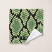 名前をカスタムするクラシックスネークアニマルプリントパターン バスタオルセット (ウォッシュタオル)