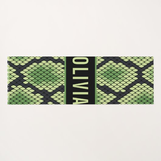 名前をカスタムするクラシックスネークアニマルプリントパターン ヨガマット (裏面(横))