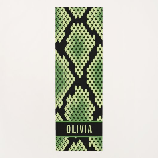 名前をカスタムするクラシックスネークアニマルプリントパターン ヨガマット (正面)