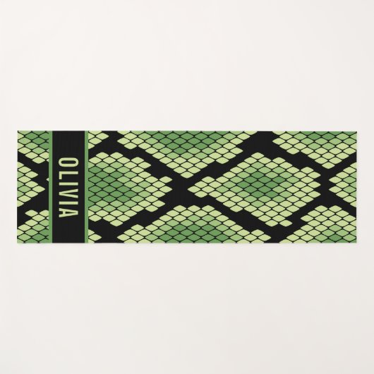 名前をカスタムするクラシックスネークアニマルプリントパターン ヨガマット (正面(横))