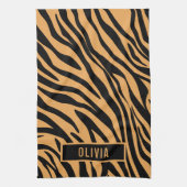 名前をカスタムするクラシックタイガーアニマルプリントパターン キッチンタオル (縦)