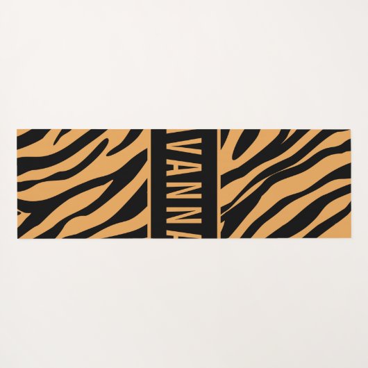 名前をカスタムするクラシックタイガーアニマルプリントパターン ヨガマット (裏面(横))