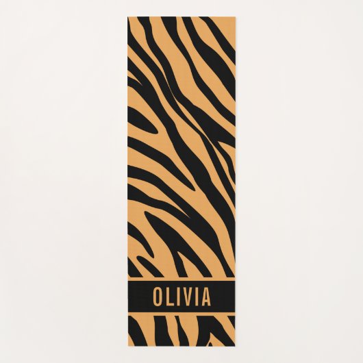 名前をカスタムするクラシックタイガーアニマルプリントパターン ヨガマット (正面)