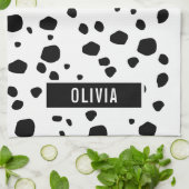 名前をカスタムするクラシックダルマアニマルプリントパターン キッチンタオル (折り畳み)