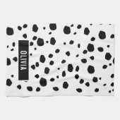 名前をカスタムするクラシックダルマアニマルプリントパターン キッチンタオル (横)