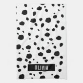 名前をカスタムするクラシックダルマアニマルプリントパターン キッチンタオル (縦)