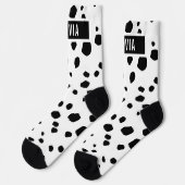 名前をカスタムするクラシックダルマアニマルプリントパターン ソックス (左)