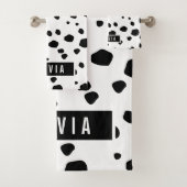 名前をカスタムするクラシックダルマアニマルプリントパターン バスタオルセット (インサイチュ)