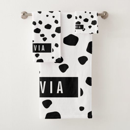 名前をカスタムするクラシックダルマアニマルプリントパターン バスタオルセット (インサイチュ)