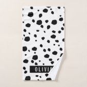 名前をカスタムするクラシックダルマアニマルプリントパターン バスタオルセット (ハンドタオル)