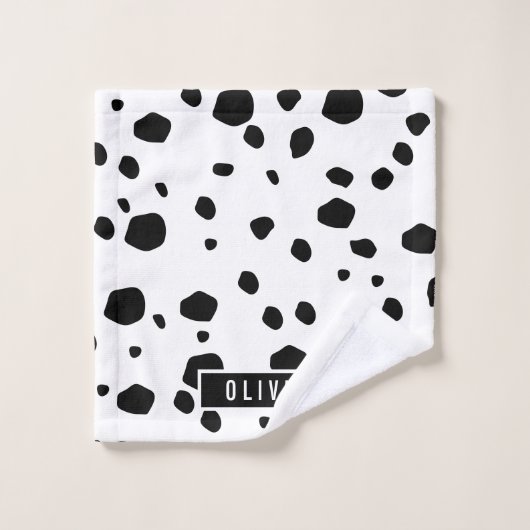 名前をカスタムするクラシックダルマアニマルプリントパターン バスタオルセット (ウォッシュタオル)