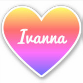 名前をカスタムするクラシックレインボーグラデーショングラディエントハート シール (正面)