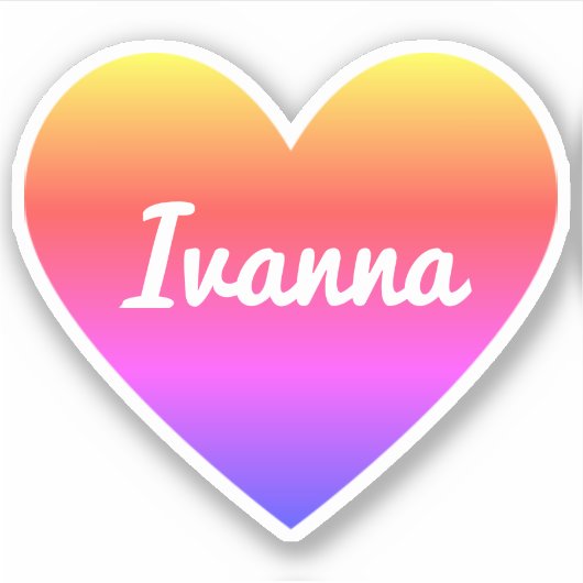 名前をカスタムするクラシックレインボーグラデーショングラディエントハート シール (正面)