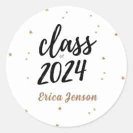 名前をカスタムするクラス2024金ゴールド卒業クッキー ラウンドシール