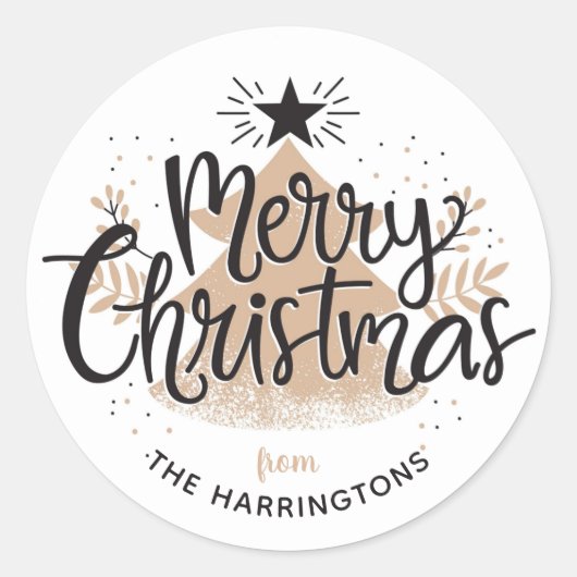 名前をカスタムするクリスマスのシール ラウンドシール (正面)