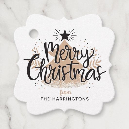 名前をカスタムするクリスマスの好意/贈り物ラベル フェイバータグ (正面)