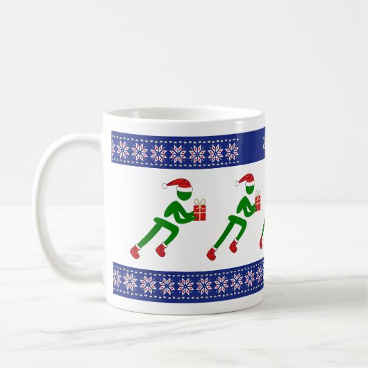 名前をカスタムするクリスマスアスリート コーヒーマグカップ (左)
