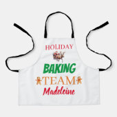 名前をカスタムするクリスマスアートホリデーベーキングチーム エプロン (正面)