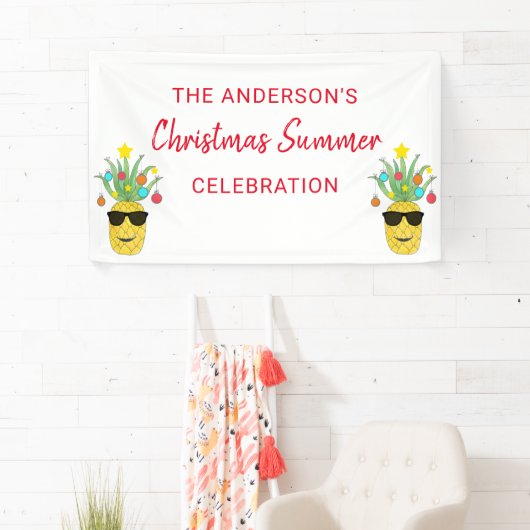名前をカスタムするクリスマスサマーお祝い 横断幕 (インサイチュ)
