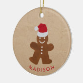 名前をカスタムするクリスマスジンジャーブレッドマンクッキー セラミックオーナメント (左)