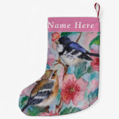 名前をカスタムするクリスマスストッキングとスズメ スモールクリスマスストッキング (裏面)