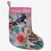 名前をカスタムするクリスマスストッキングとスズメ スモールクリスマスストッキング (正面)