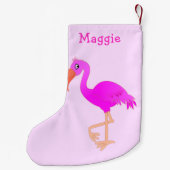 名前をカスタムするクリスマスストッキングとピンクフラミンゴ スモールクリスマスストッキング (裏面)