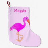 名前をカスタムするクリスマスストッキングとピンクフラミンゴ スモールクリスマスストッキング (正面)