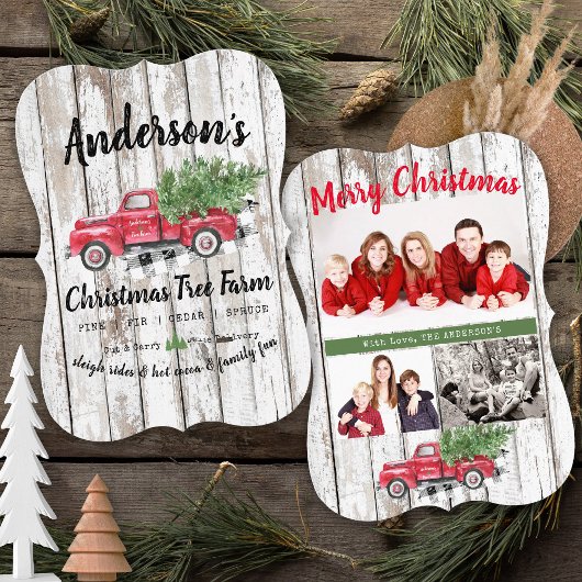 名前をカスタムするクリスマスツリーファーム3フォトレッドトラック