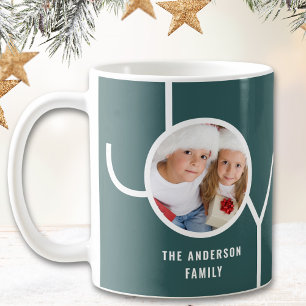 名前をカスタムするクリスマスフォトグリーン コーヒーマグカップ