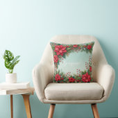 名前をカスタムするクリスマスフローラ水彩ポインセチア クッション (椅子)