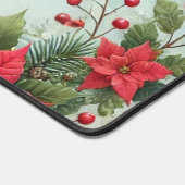 名前をカスタムするクリスマスフローラ水彩ポインセチア デスクマット (コーナー)