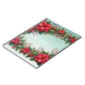 名前をカスタムするクリスマスフローラ水彩ポインセチア ノートブック (左側)