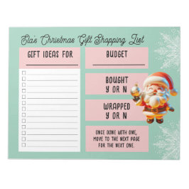 名前をカスタムするクリスマスプレゼントショッピングリストサンタ ノートパッド