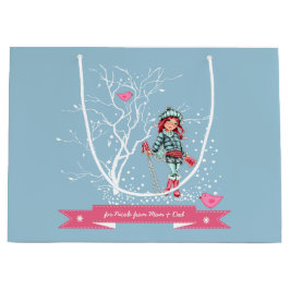 名前をカスタムするクリスマスプレゼント紙バッグ 子供へ ラージペーパーバッグ