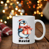 名前をカスタムするクリスマスペンギン贈り物 コーヒーマグカップ