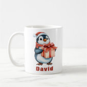 名前をカスタムするクリスマスペンギン贈り物 コーヒーマグカップ (左)