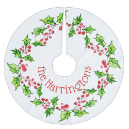 名前をカスタムするクリスマスリースのツリースカート ブラッシュドポリエステルツリースカート